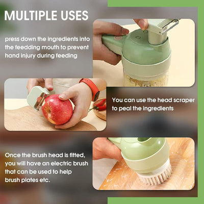 4 In 1 Vegetable Chopper Handheld Electric Vegetable Cutter